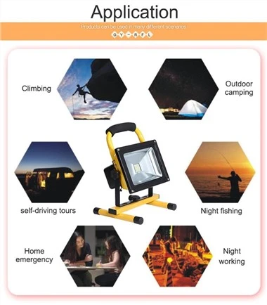 IP65 Battery Deyò Rechargeable dirije limyè inondasyon